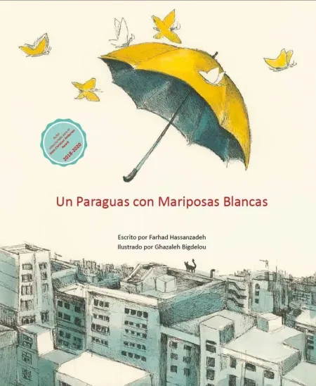 UN PARAGUAS CON MARIPOSAS BLANCAS